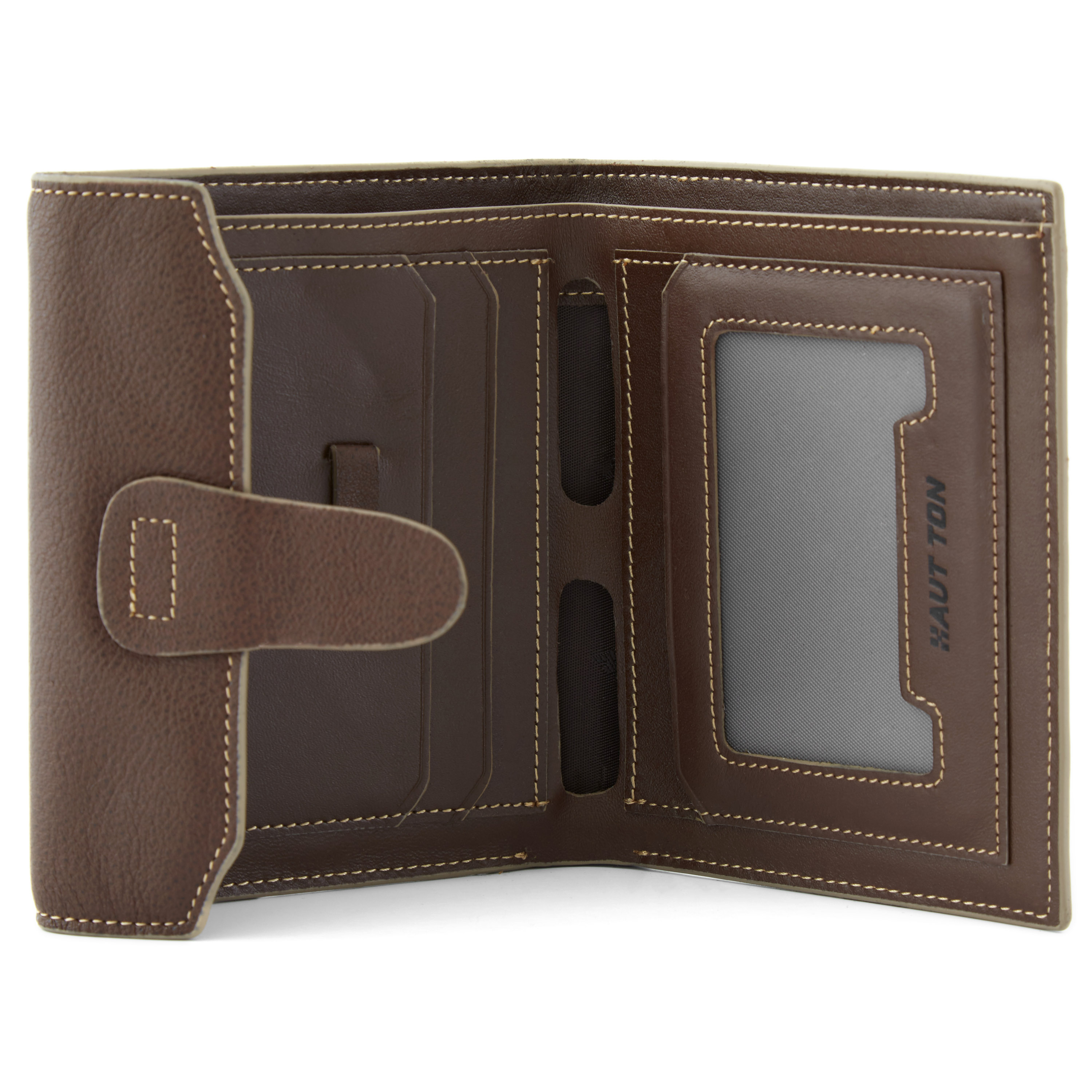 Brun Læderpung med Kontrastsyninger - 2