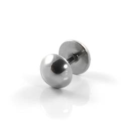 6mm Silver-Tone Round Stud Earring