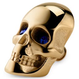 Gold-tone Stainless Steel and Blue Zirconia Skull Watch Charm