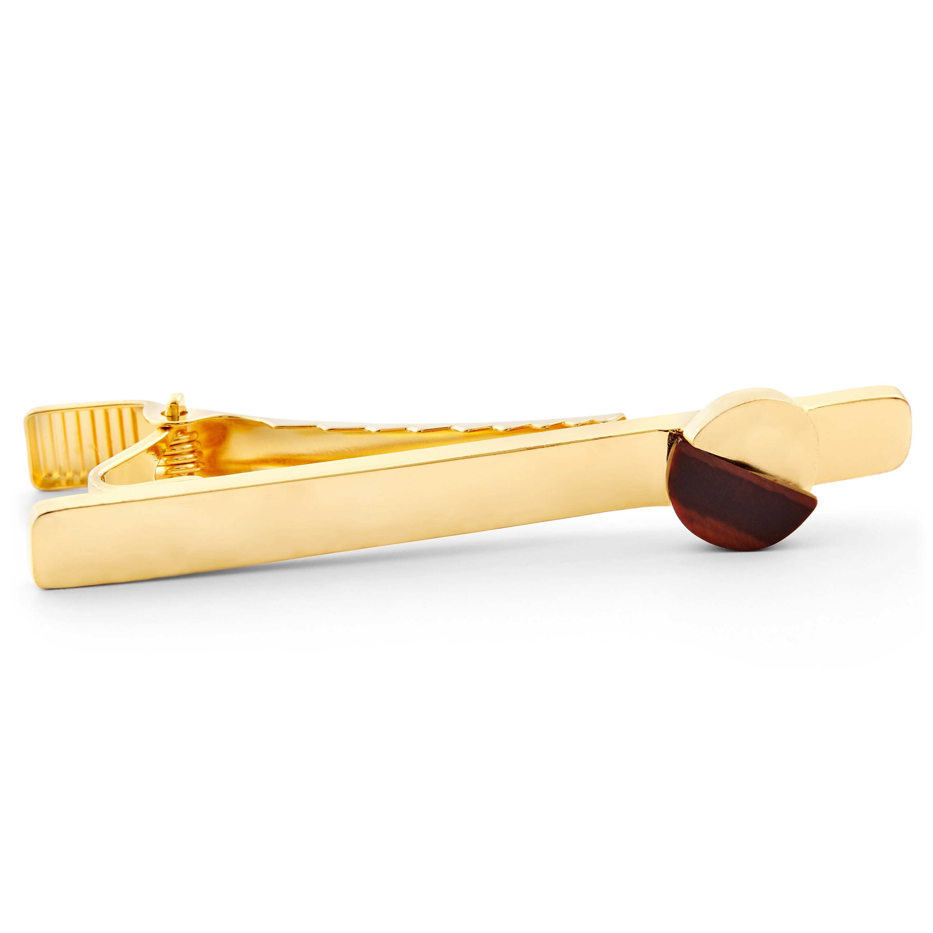 Set de plata 925s y oro con ojo de tigre rojo - 5