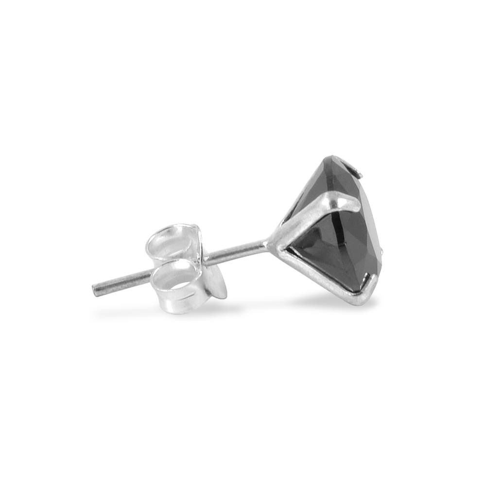 hover: Black Round 8mm Zirconia Stud Earring hover: Black Round 8mm Zirconia Stud Earring