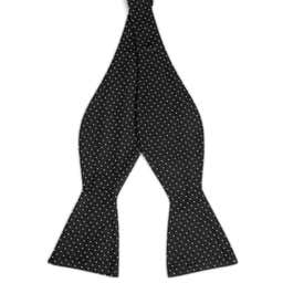 Black & White Polka Dot Silk Self-Tie Bow Tie