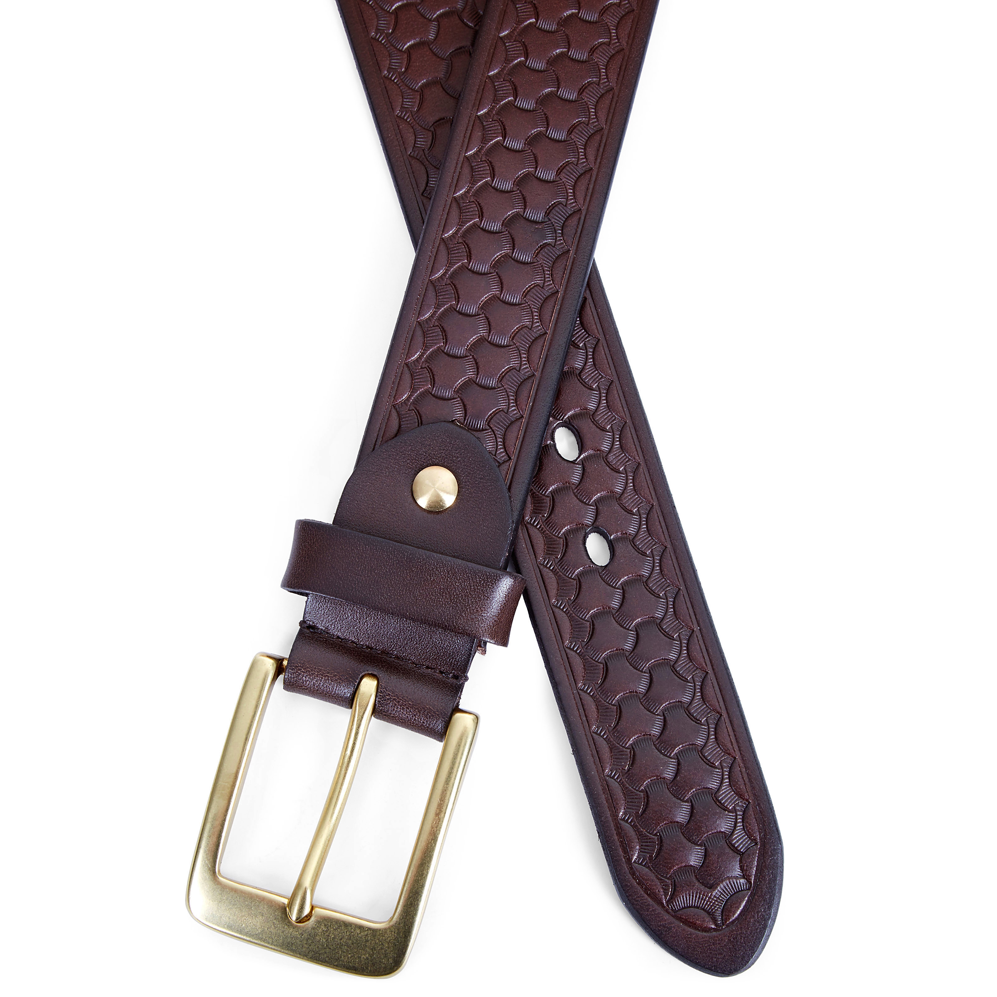 Brunt Teksturbælte med Flot Prægning - 3