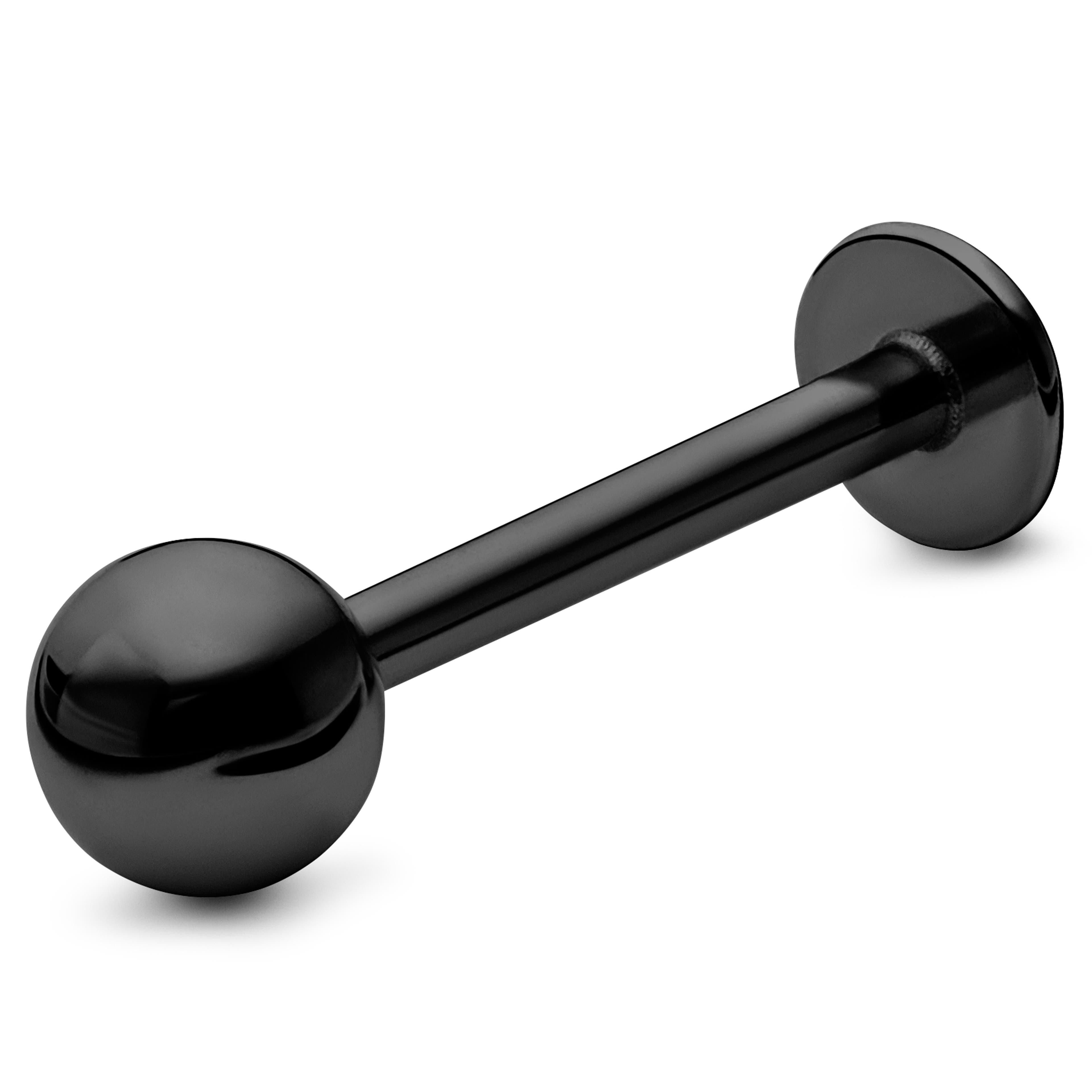 Черен стоманен лабрет с топче 8 мм