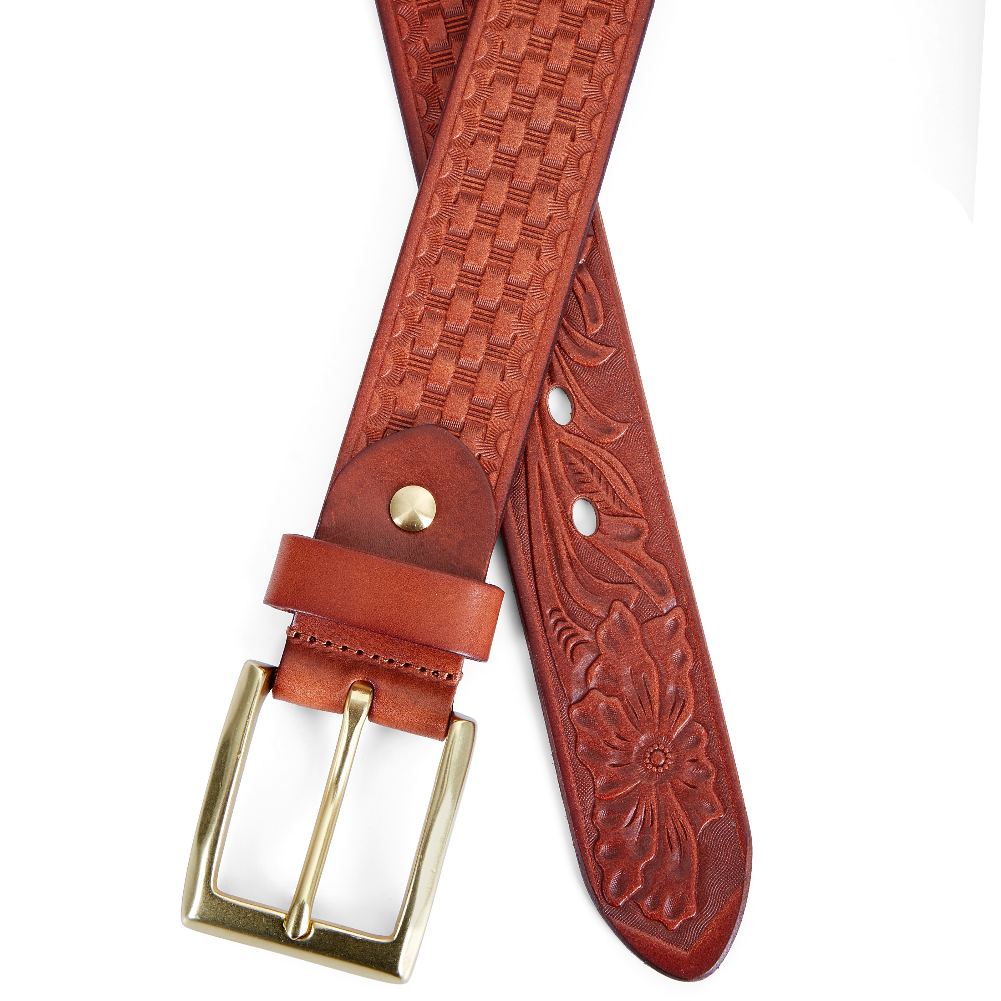 Brunt Vevd Teksturert Belte - 3