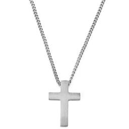 Ασημί Ατσάλινο Κολιέ με Κρεμαστό Σταυρό The Son Cross Iconic