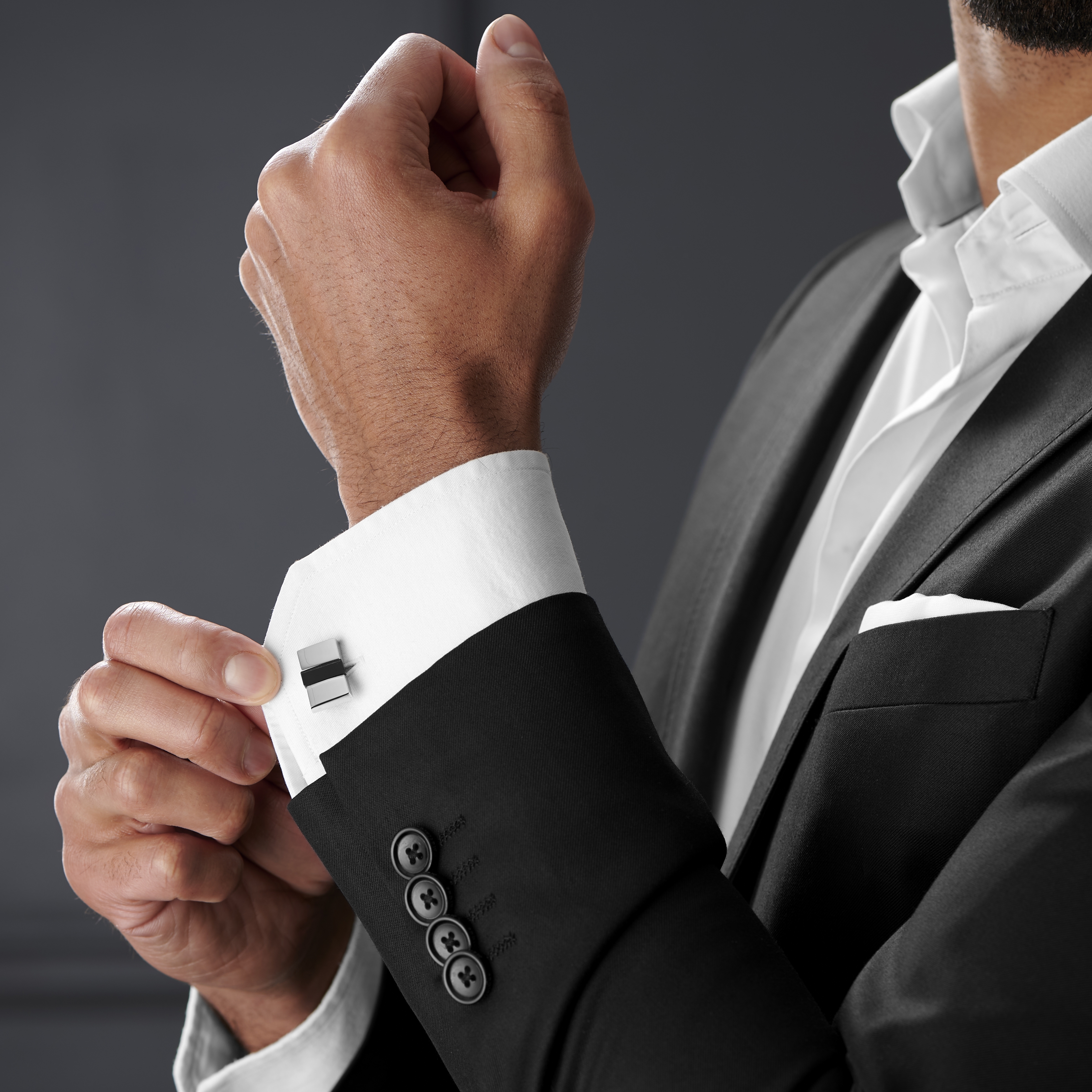 Stylish Black Bar Cufflinks - 3