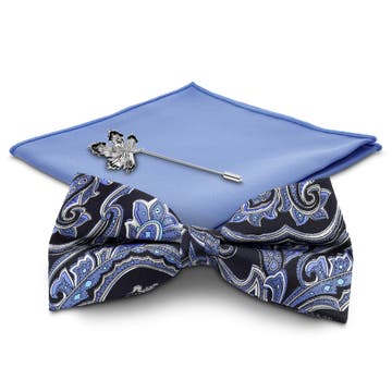 Blue and Silver-Tone Suit Accessory Set Blue and Silver-Tone Suit Accessory Set
