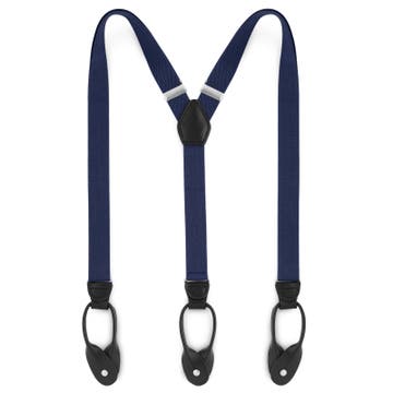 Slim Deep Blue Split Button Braces Slim Deep Blue Split Button Braces