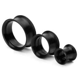 Black Silicone Double Flared Tunnel Earring