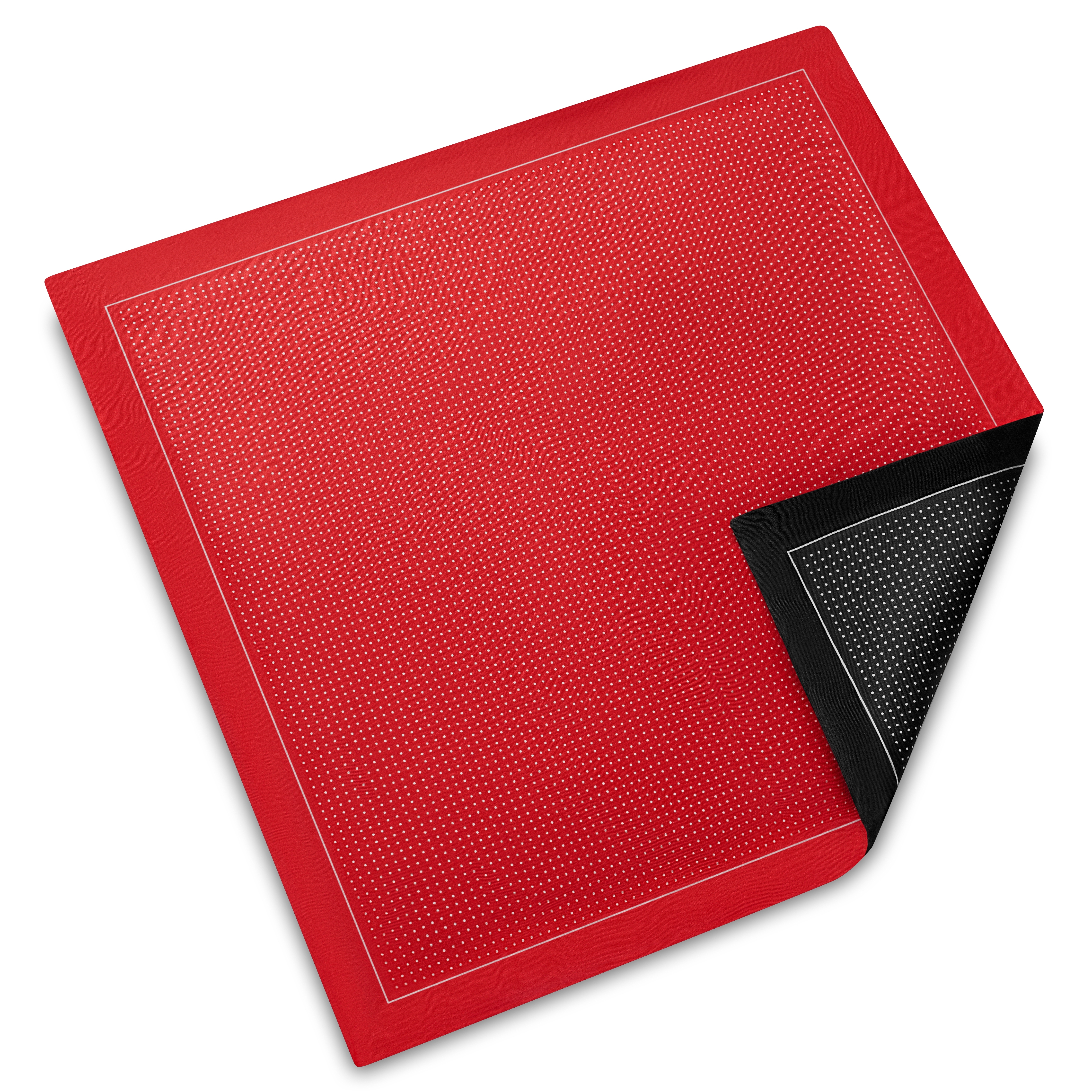 Elegio | Doppelseitiges schwarz-rot gepunktetes Einstecktuch aus Seide - 2