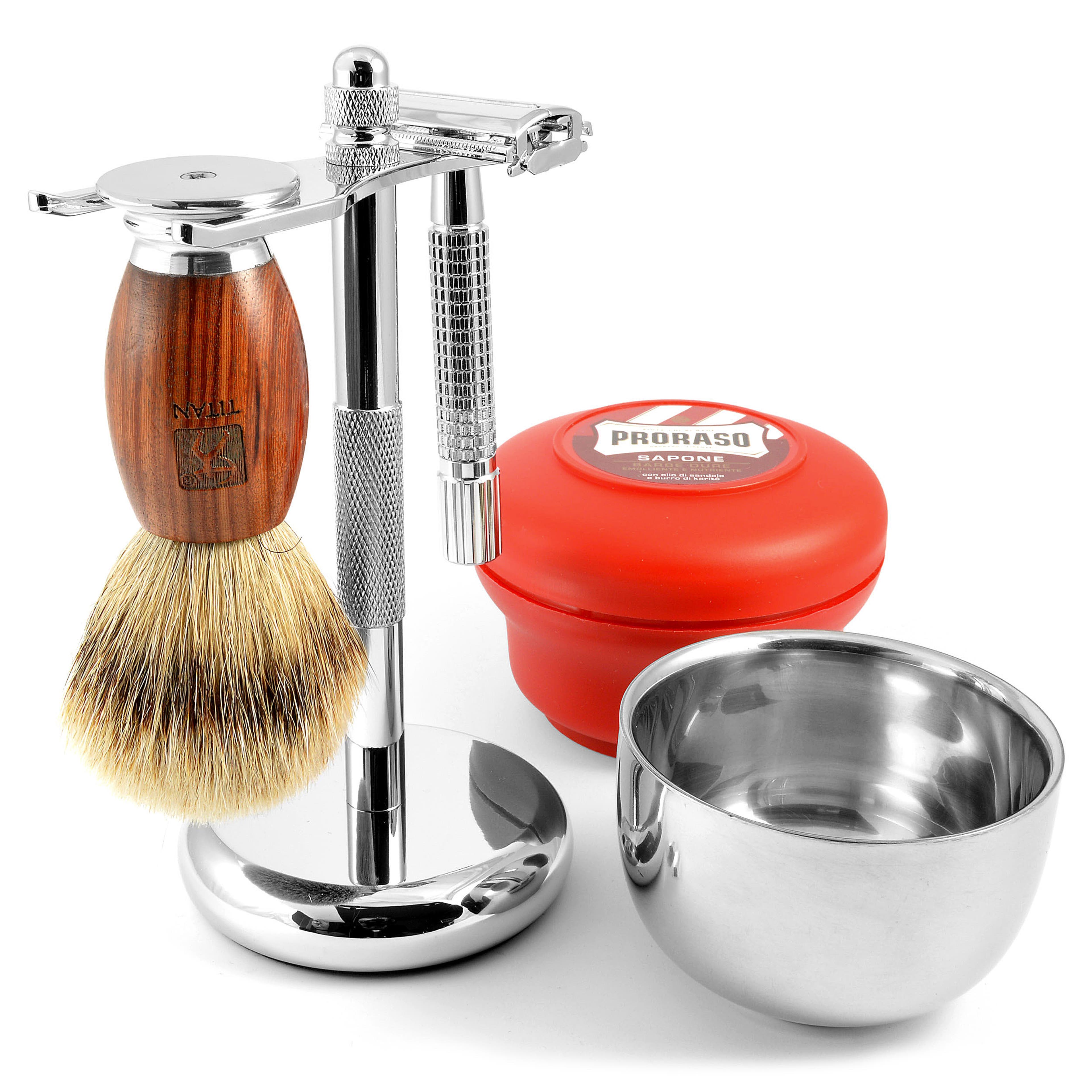 Kit de afeitado combinado de 6 piezas para hombres, brocha de afeitar  sintética, soporte para brocha