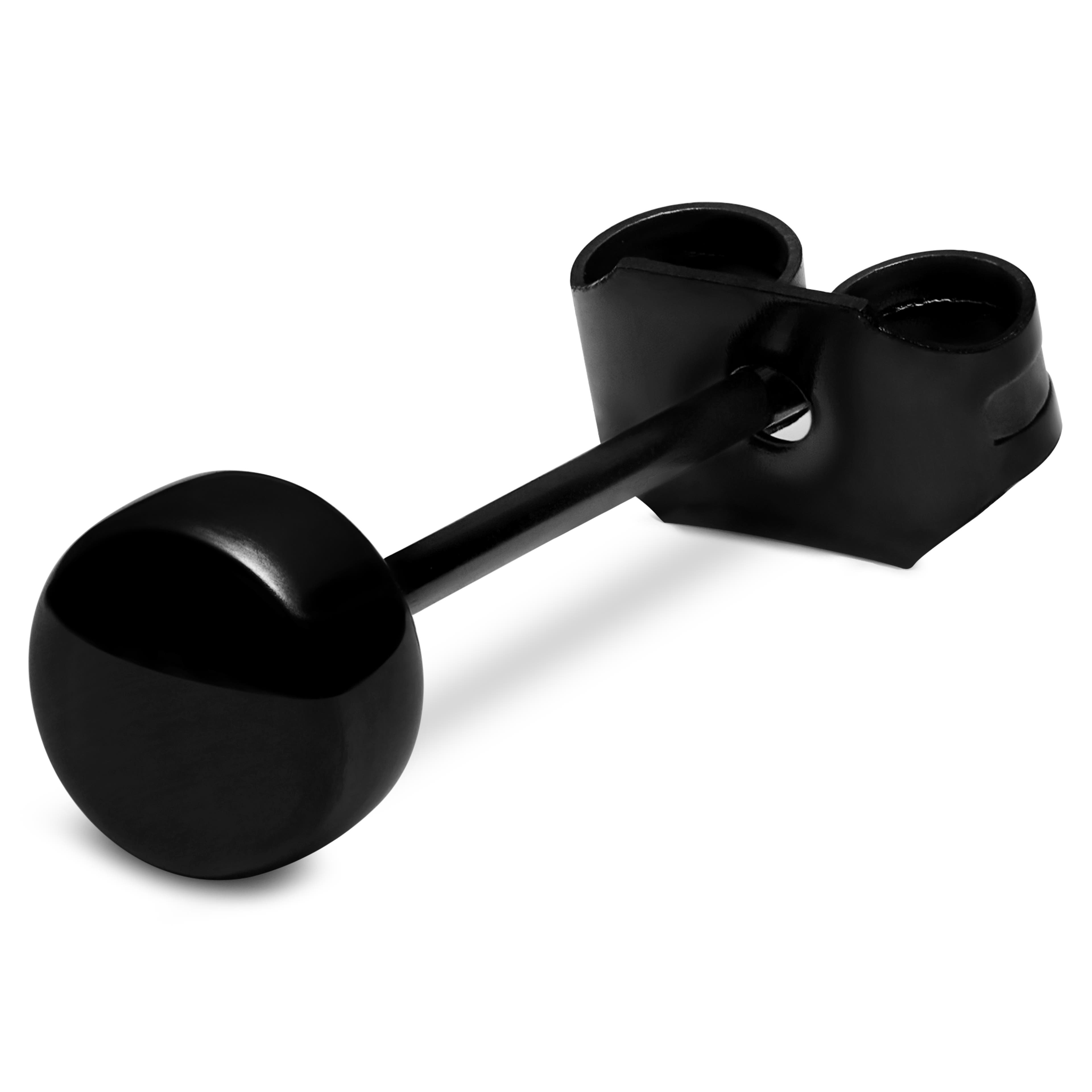 Pendiente de botón de acero negro - 4 mm