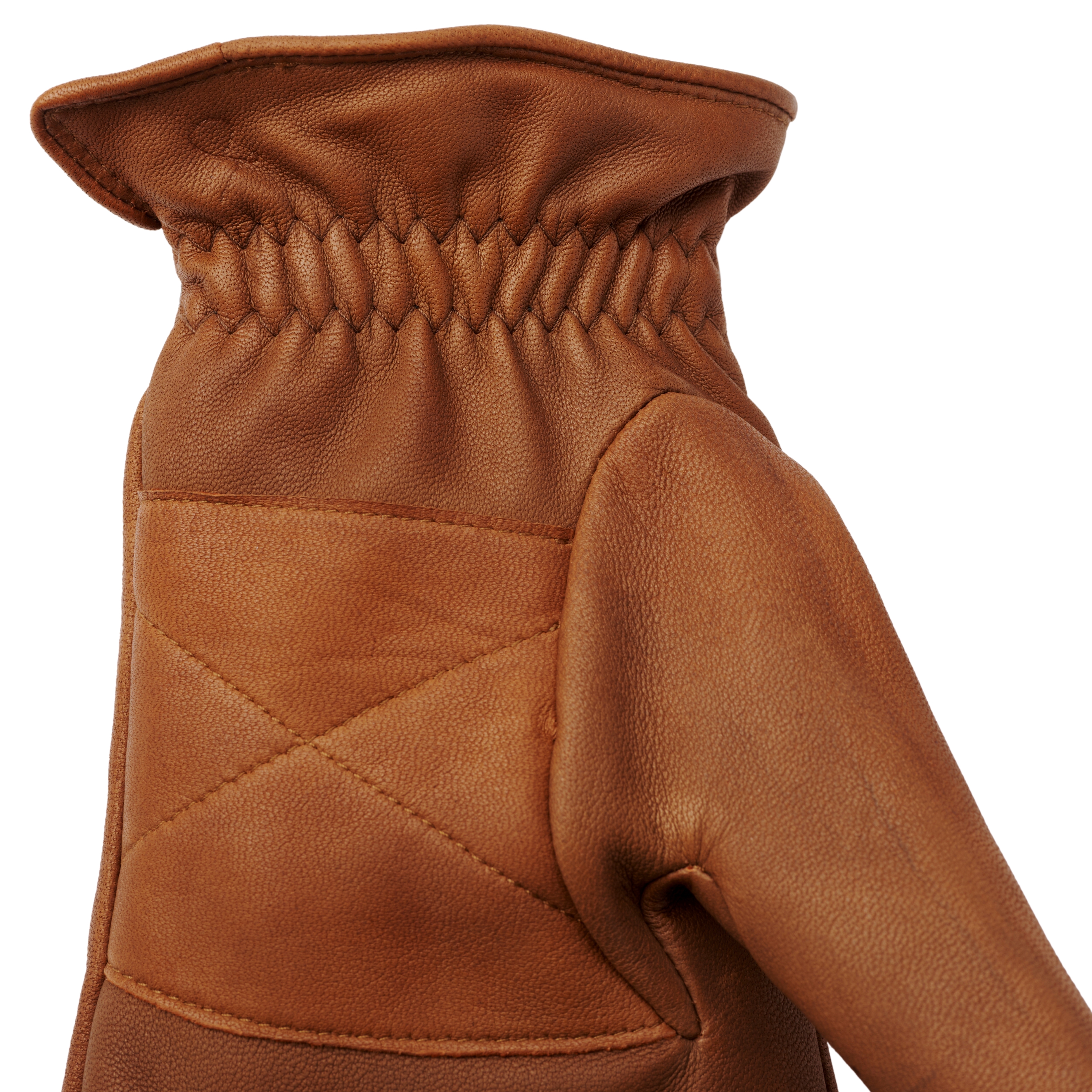 Kellanruskeat ruudulliset nahka ja villa käsineet - 6