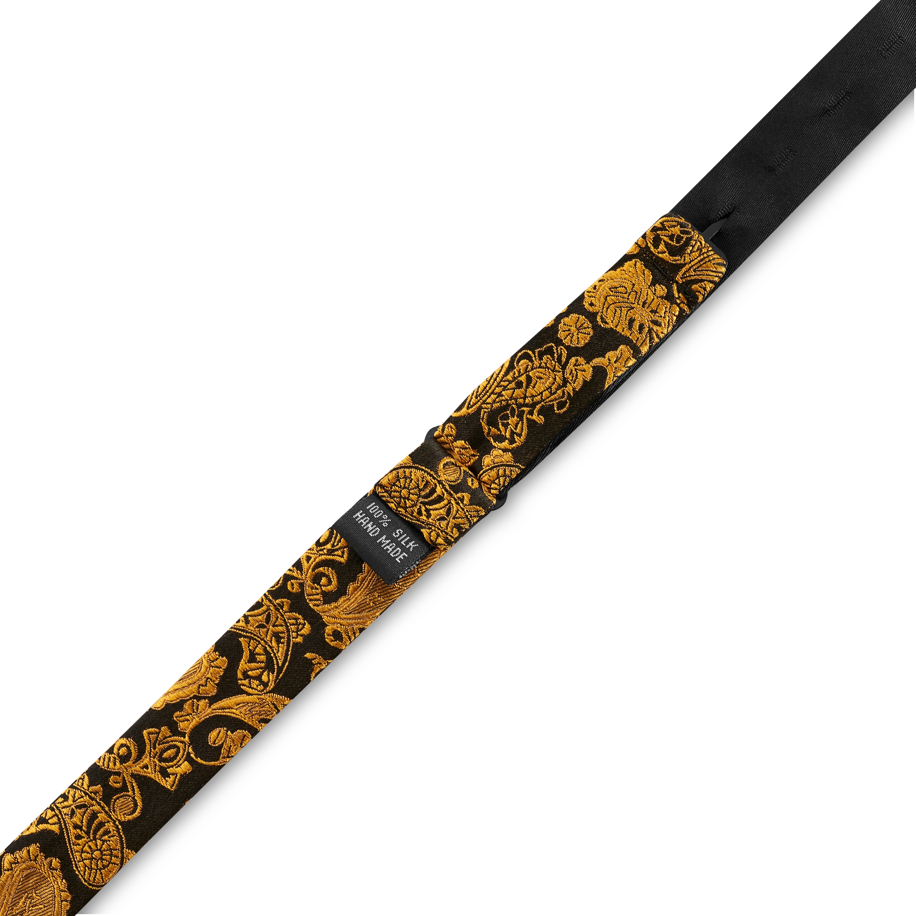 GOLD & BROWN PAISLEY Pattern Silk Self-Tie Bow tie - 5
