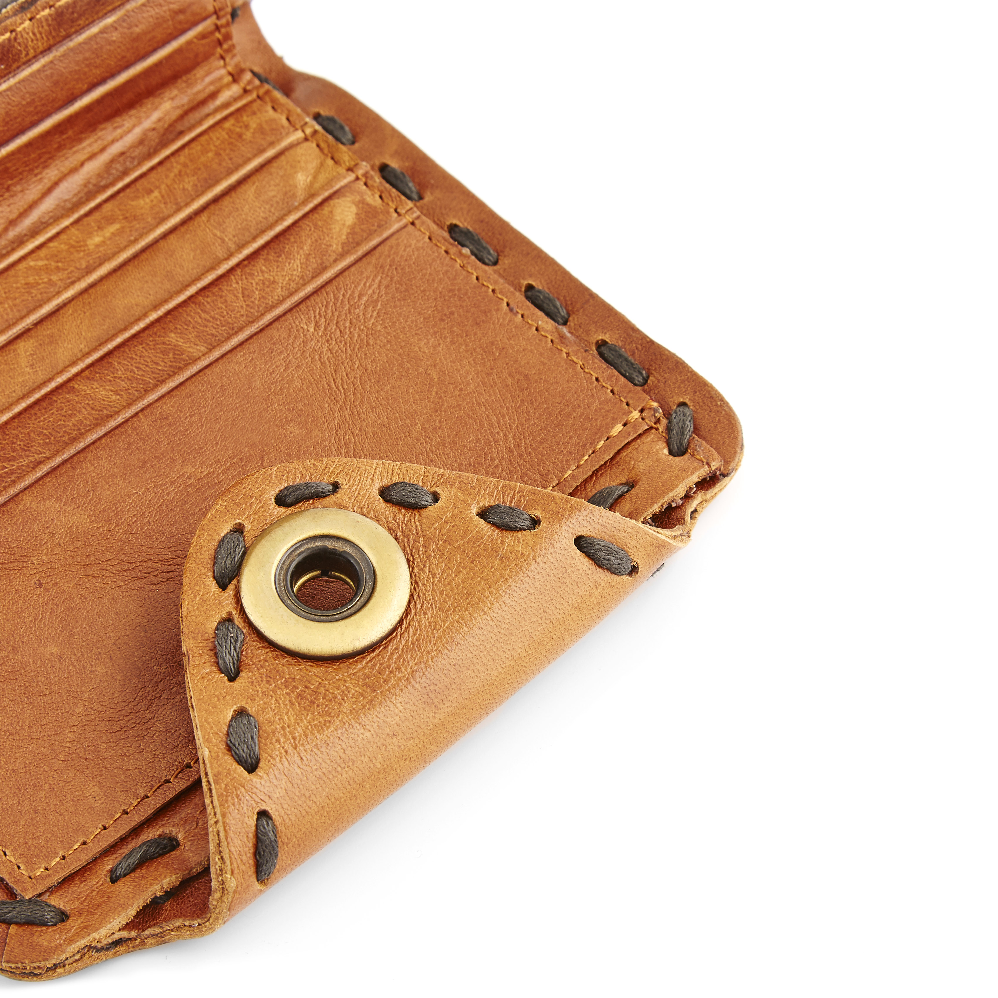 Kompaktowy jasnobrązowy skórzany portfel - 6