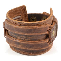 Golden Brown Leather Cuff Bracelet