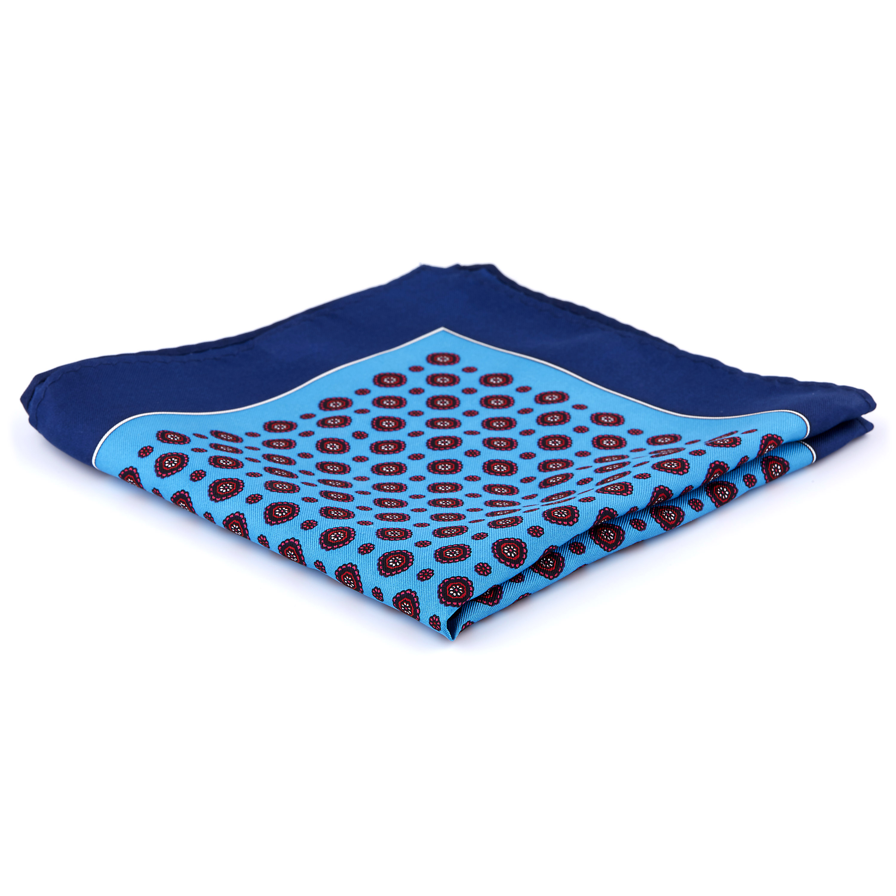 Seiden Einstecktuch In Rot & Blau  - 1