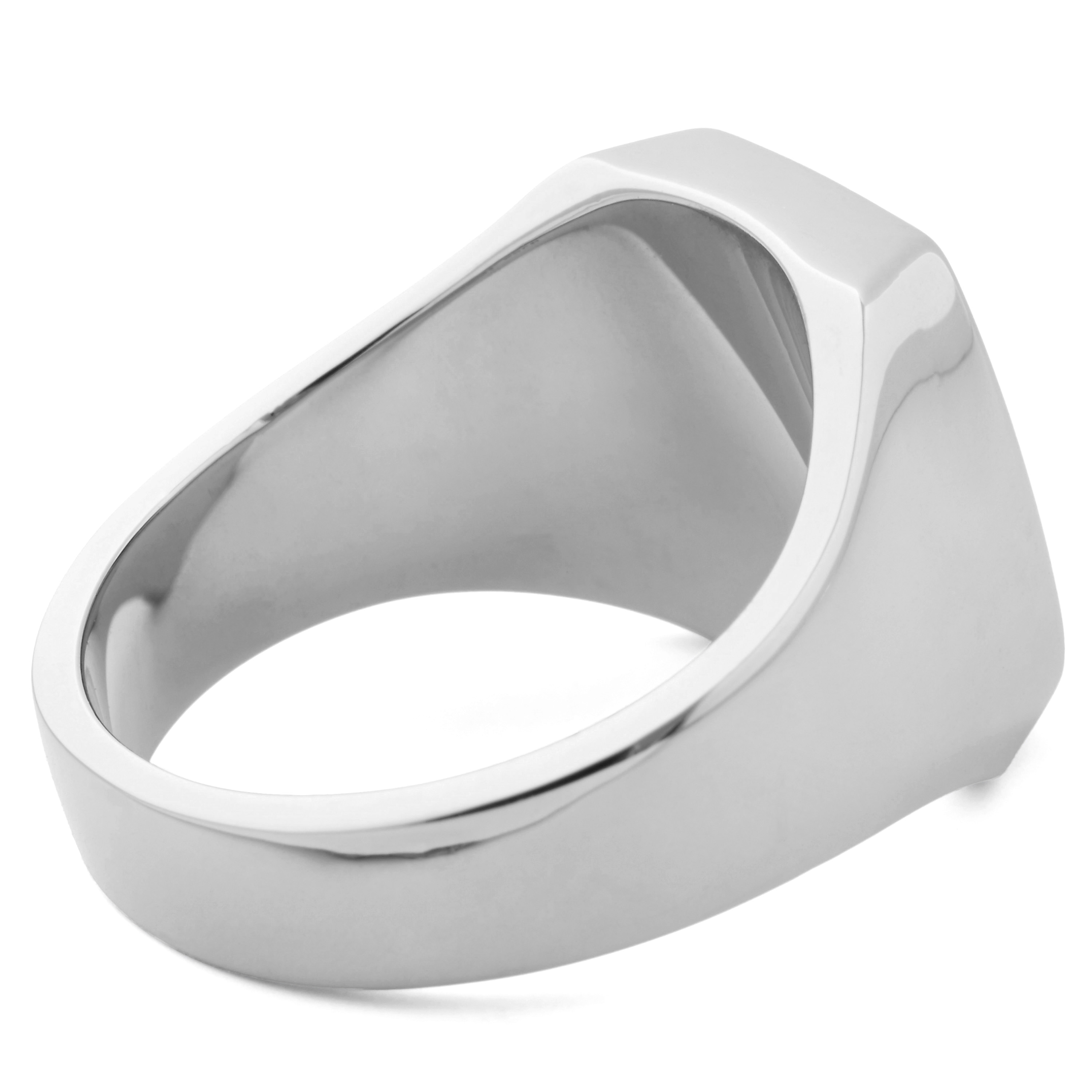 Large Onyx Signet 925s Silver Classic Ring - 3