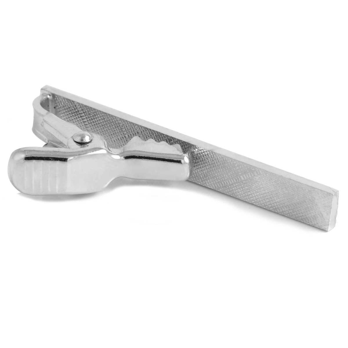 Petite pince à cravate argentée à rayures - 2