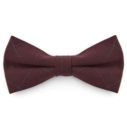 Burgundy Chequered Cotton Pre-Tied Bow Tie