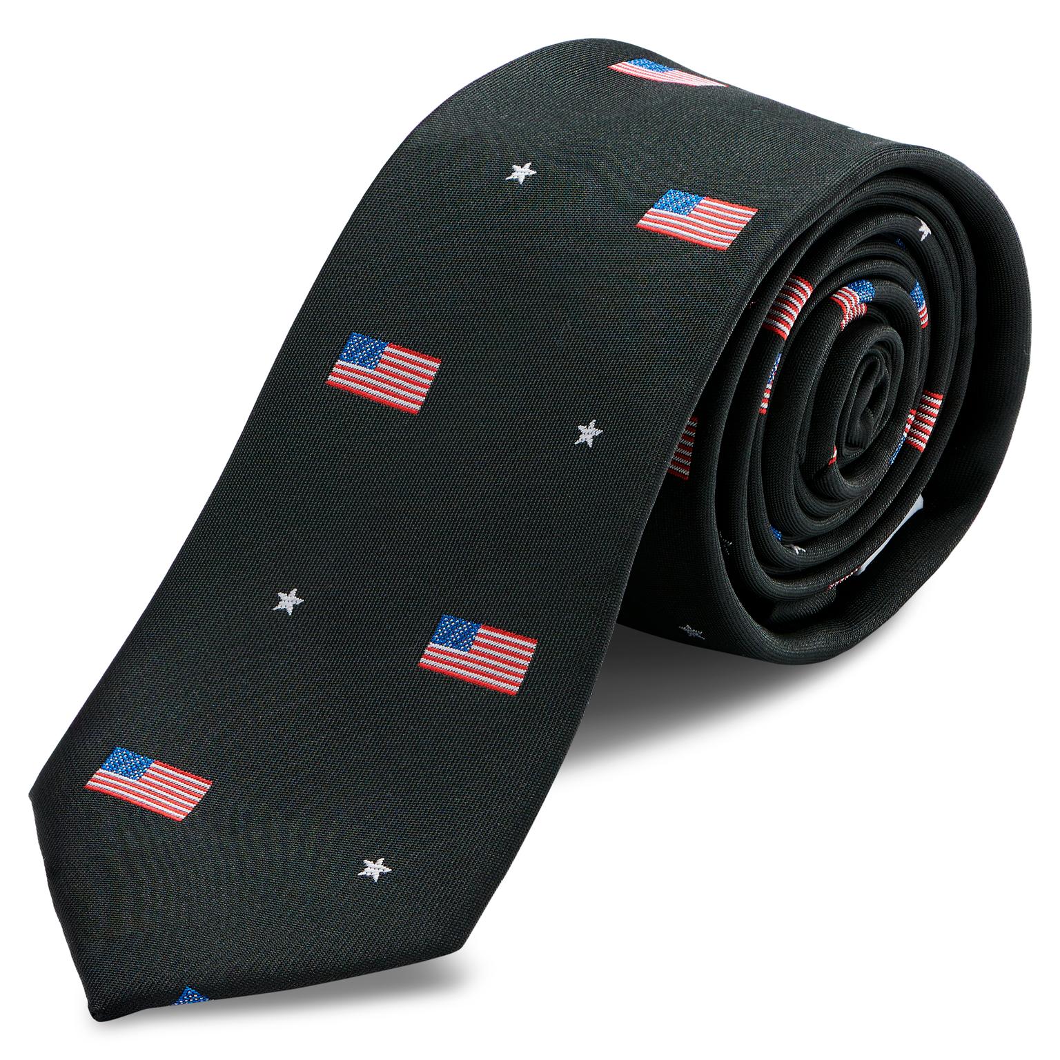 Μαύρη Skinny Γραβάτα American Flags Μαύρη Skinny Γραβάτα American Flags