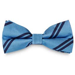 Navy Twin Stripe Blue Silk Pre-Tied Bow Tie