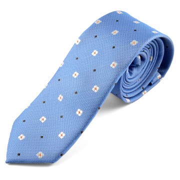 Cravate bleue avec marguerites