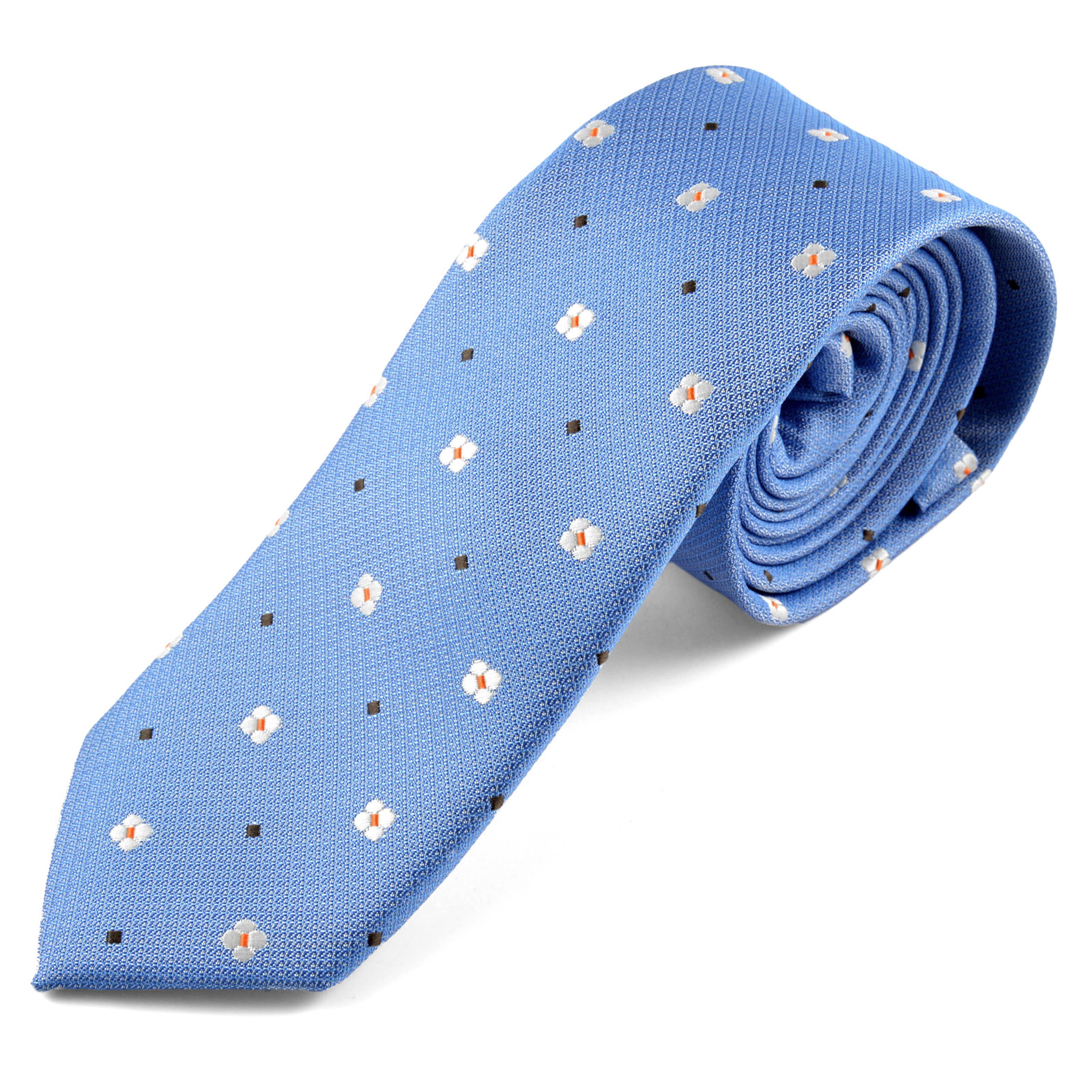 Cravatta blu con margherite