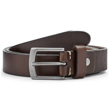 Slim Walnut Brown Leather Rawhide Belt