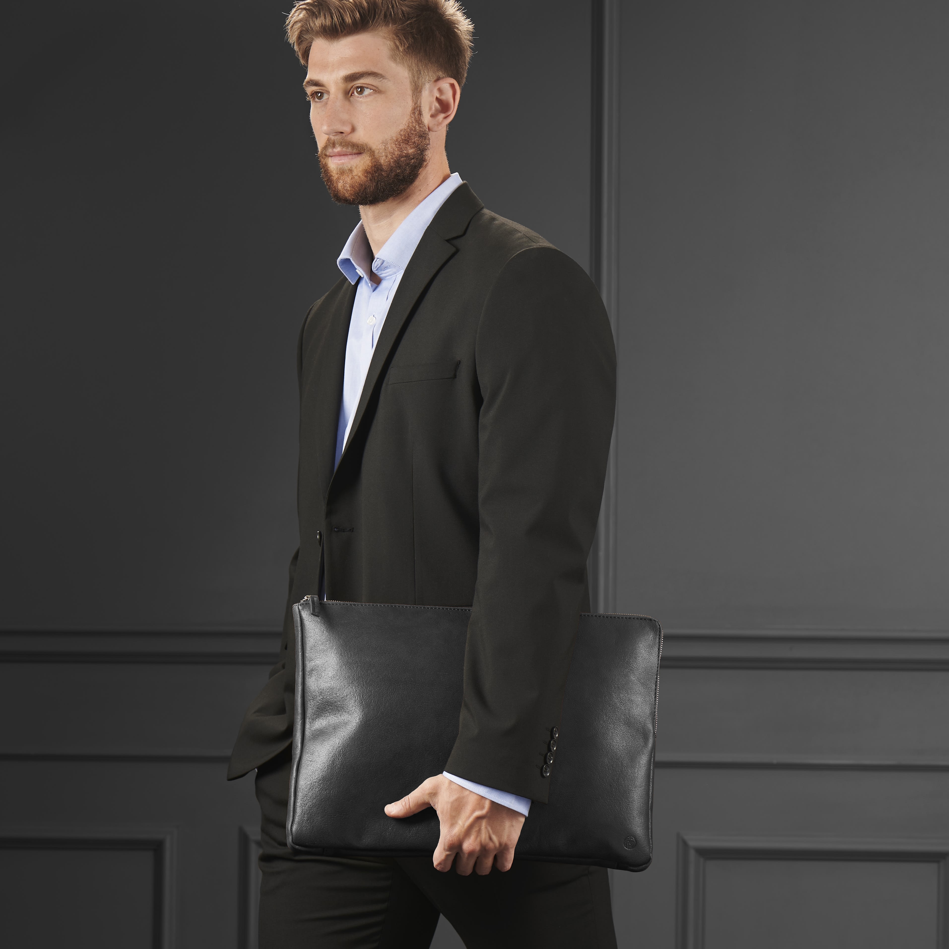 California Laptop Sleeve i Sort Læder - 5