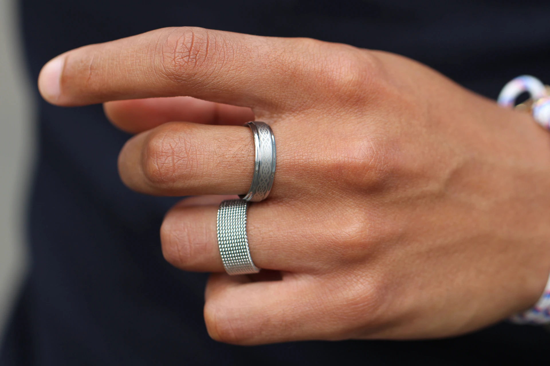 Sentio Rings Sentio | Silver-Tone Stainless Steel Flexible Mesh Ring | In stock ...