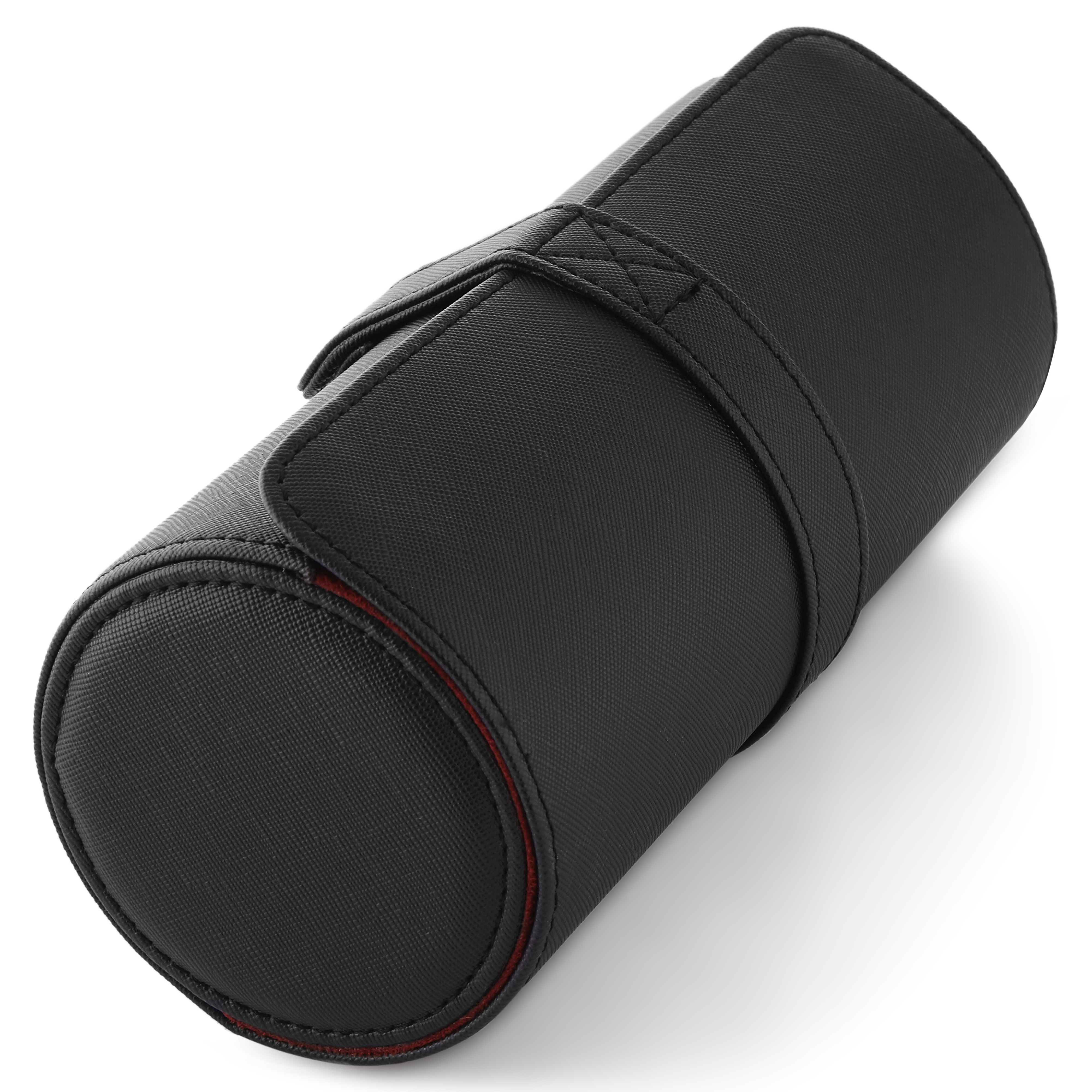 Zwart Kunstleren Horlogereistasje met Rood Fluweel - 3 horloges - 5