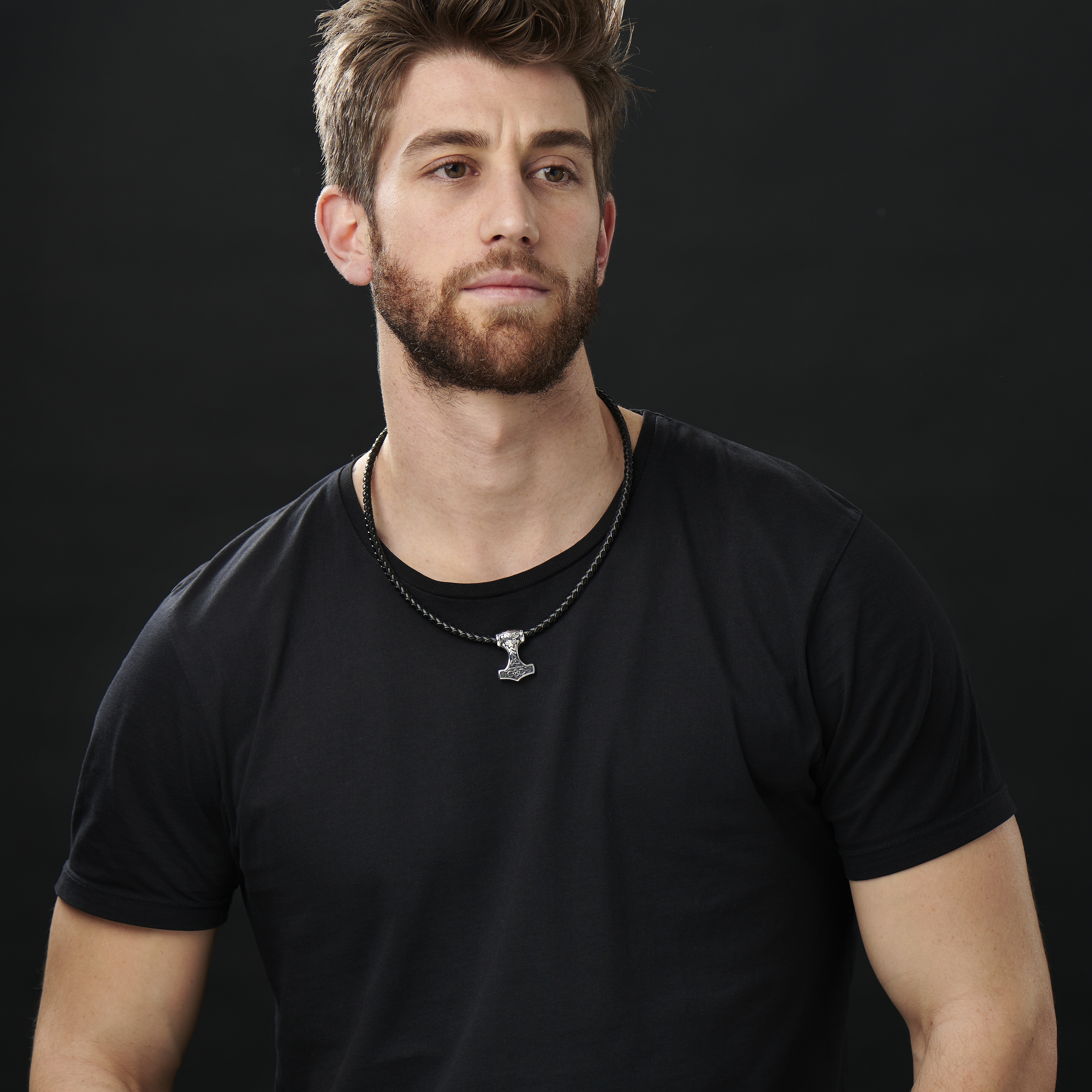 Double Sided Celtic Black Leather Necklace - 4