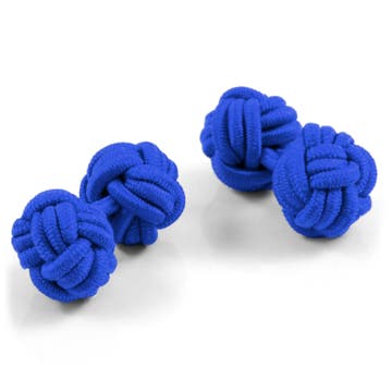 Blå "Silk Knot" Manschettknappar