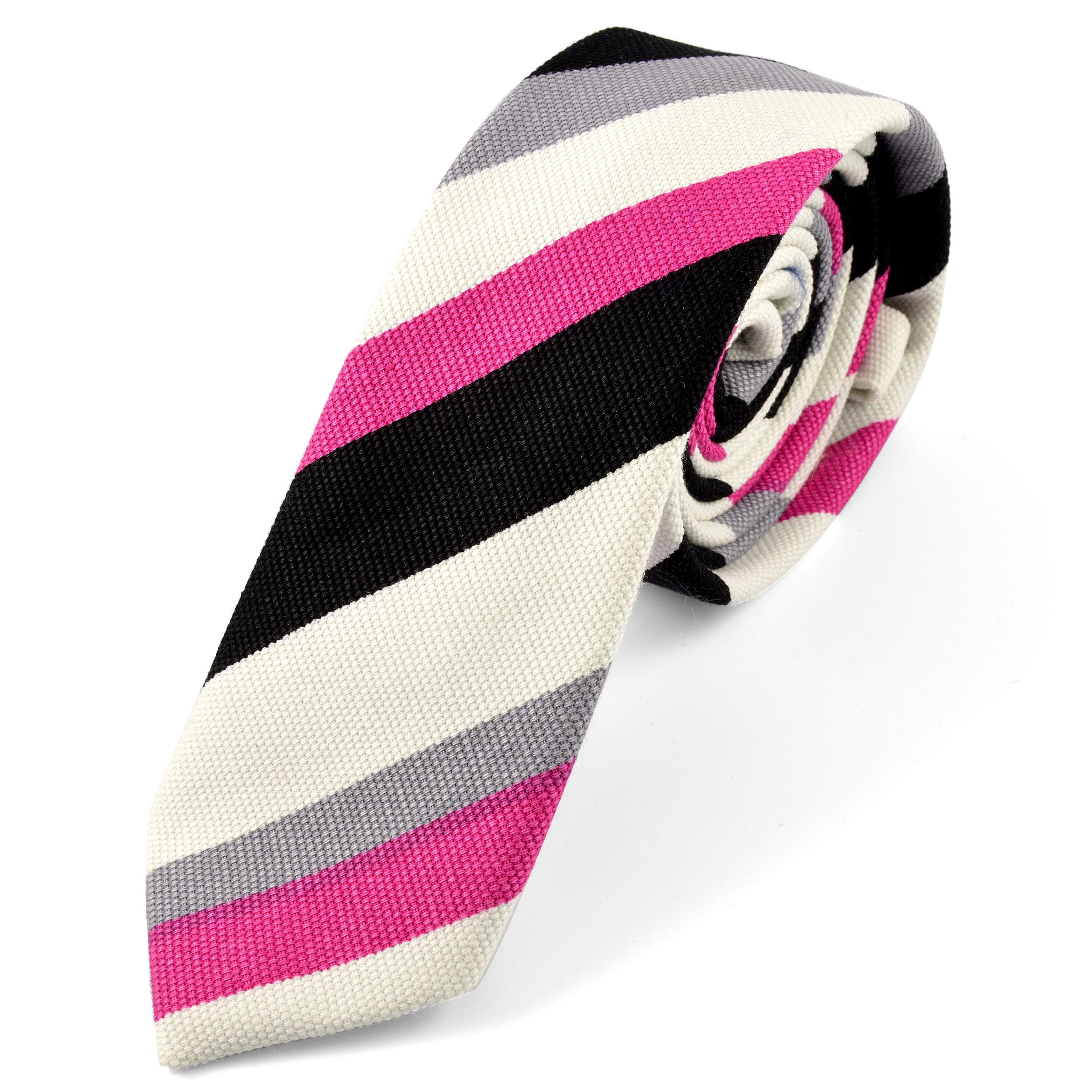 Cravatta in lino a righe rosa - 1