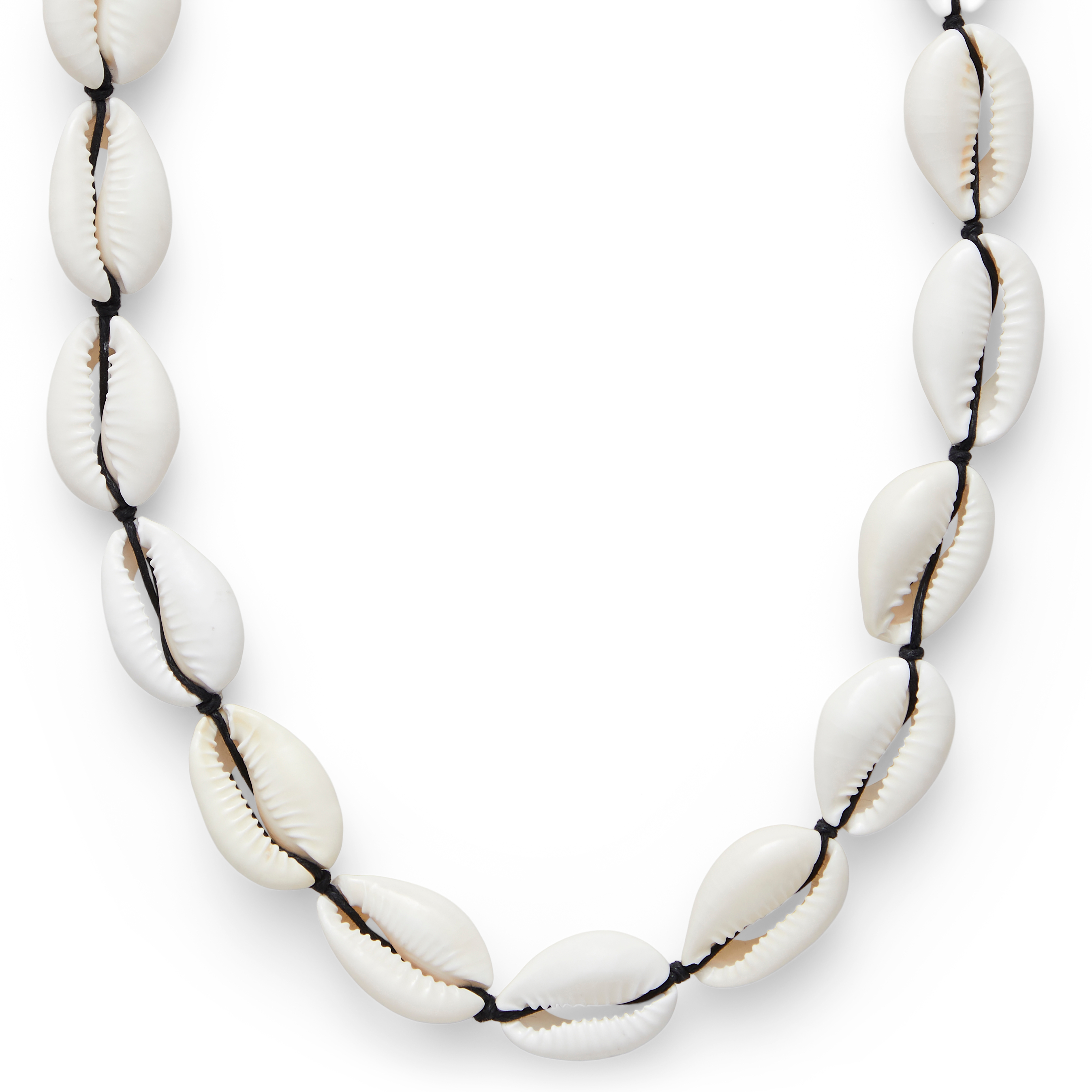 Cowrie | Reef skjellhalskjede med svart snor - 1