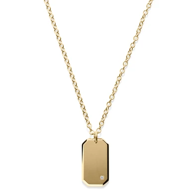 Halsband med Guldfärgat ID-brickhängsmycke med inlagd Zirkon Halsband med Guldfärgat ID-brickhängsmycke med inlagd Zirkon