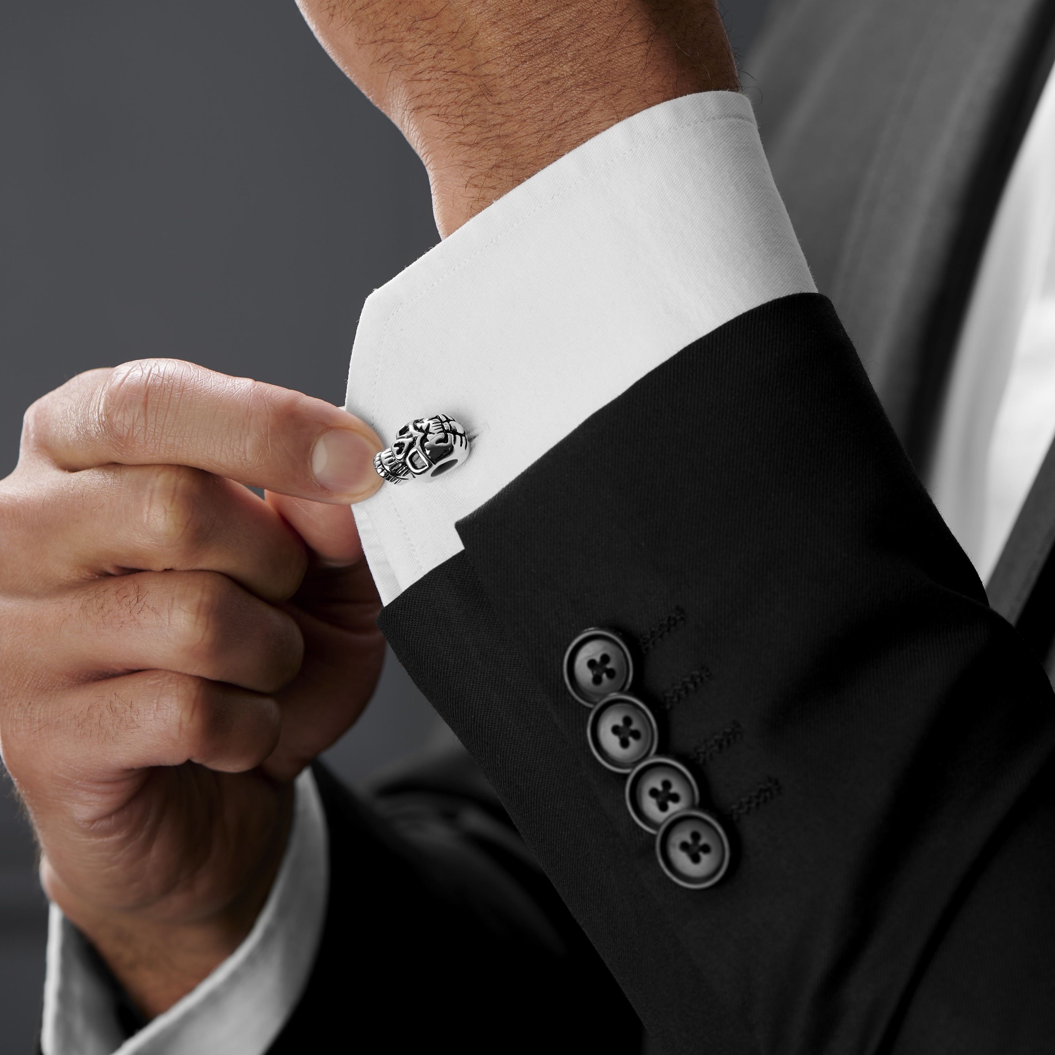 Schwarze Detail Totenkopf Manschettenknöpfe - 4