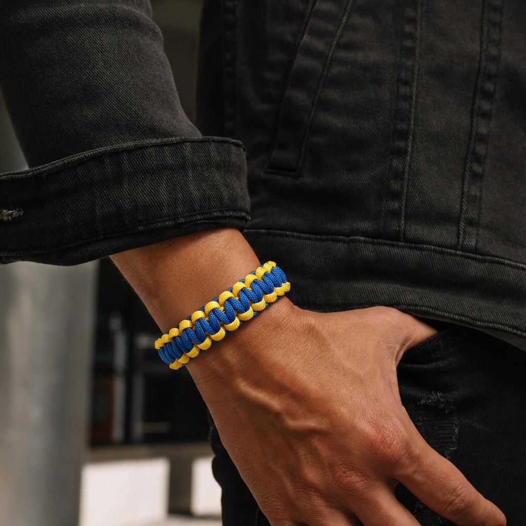 Bracelet Paracord Bleu & Jaune "Le Suédois" - 3