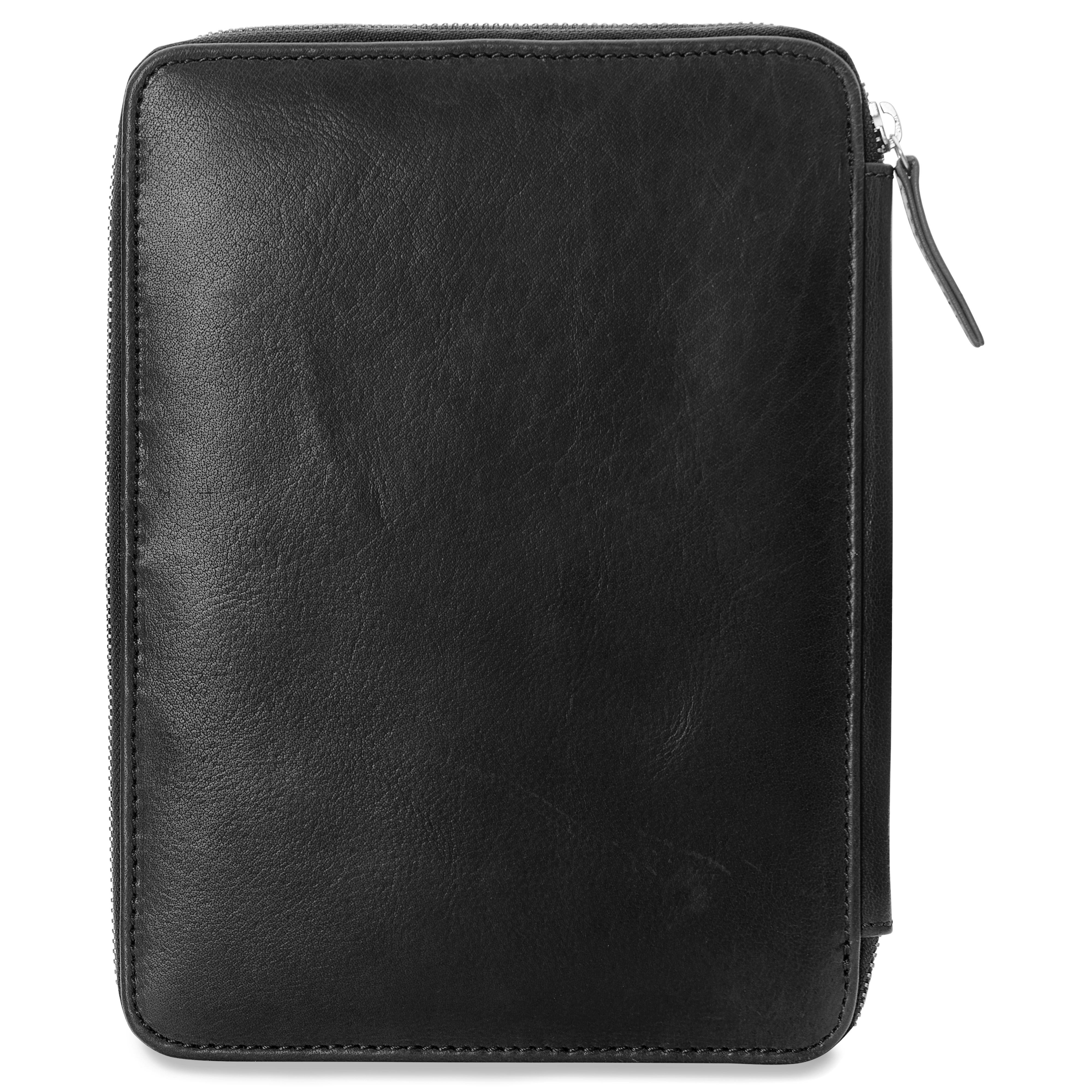 Black Zippered Refillable Buffalo Leather Notebook & Journal Cover - 3