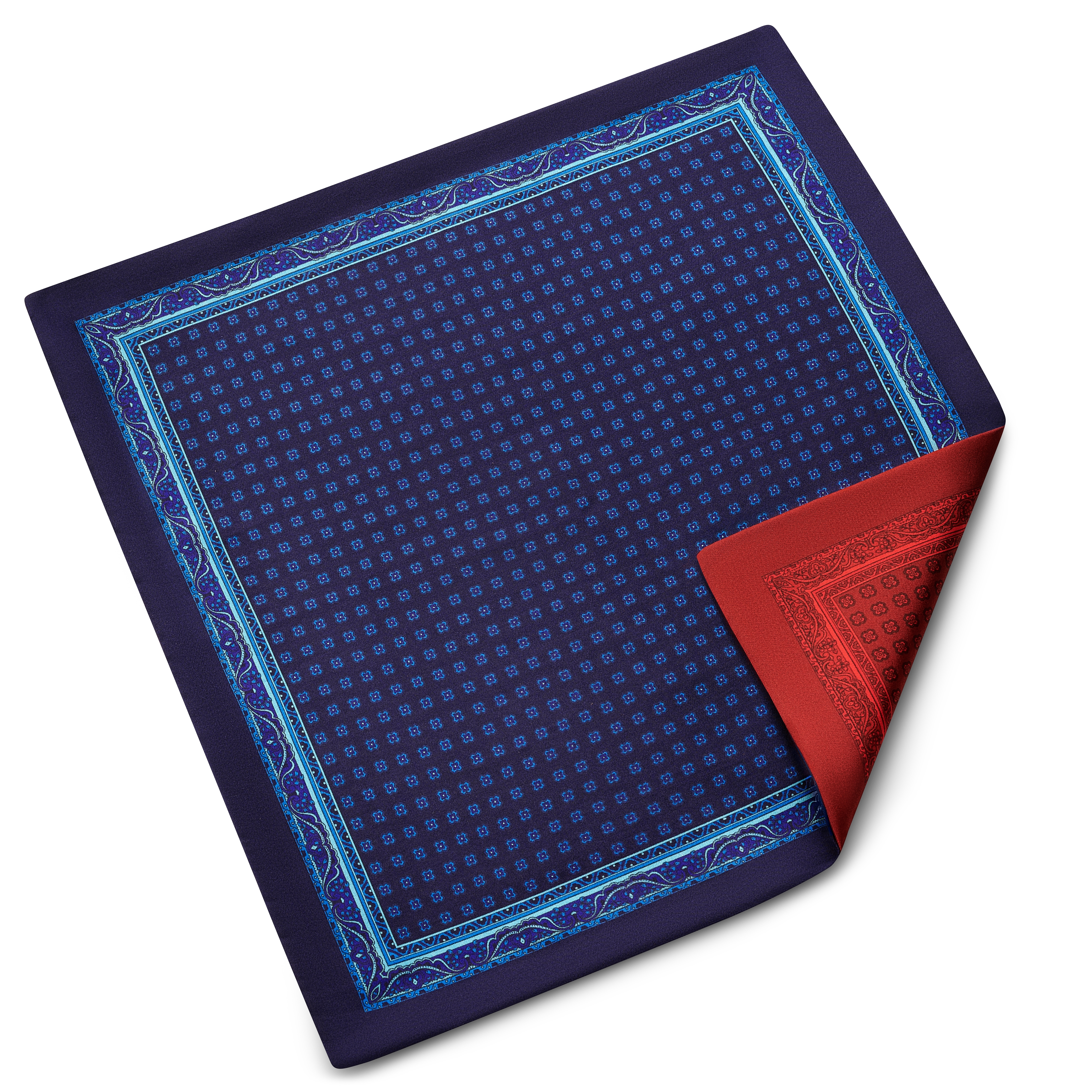 Elegio | Pañuelo de bolsillo reversible de seda con lunares en azul y rojo - 2