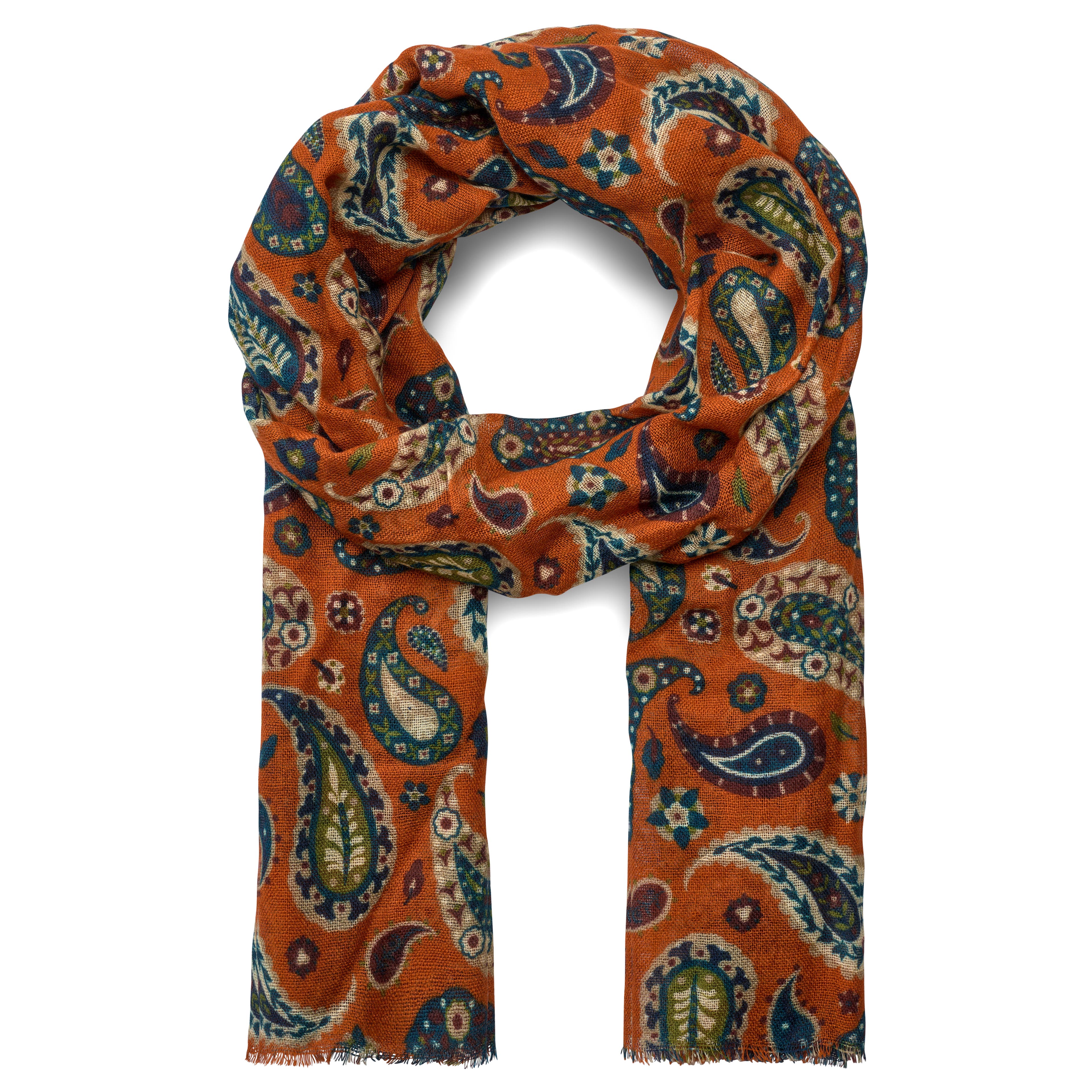 Virtuo | Tangerine Paisley Wool Scarf Virtuo | Tangerine Paisley Wool Scarf