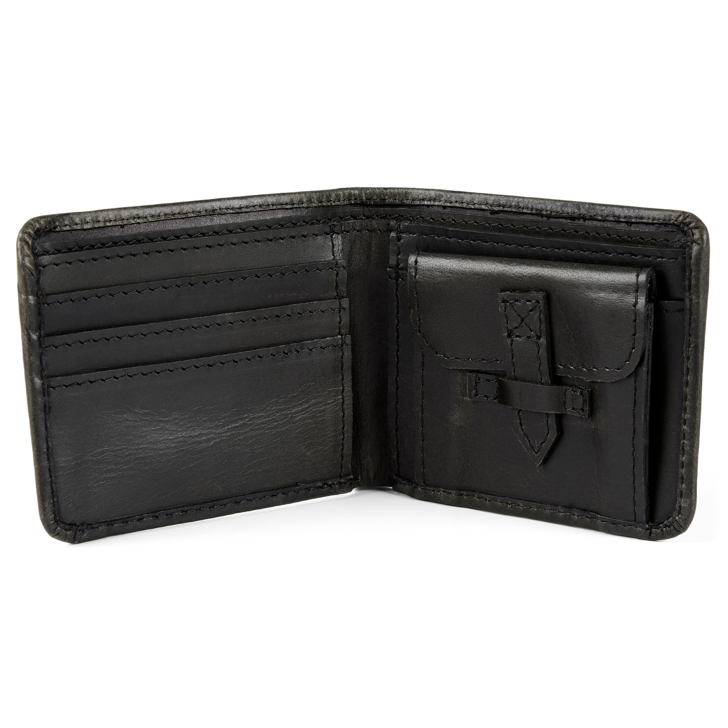 Rustikk Svart Skinnlommebok - 2