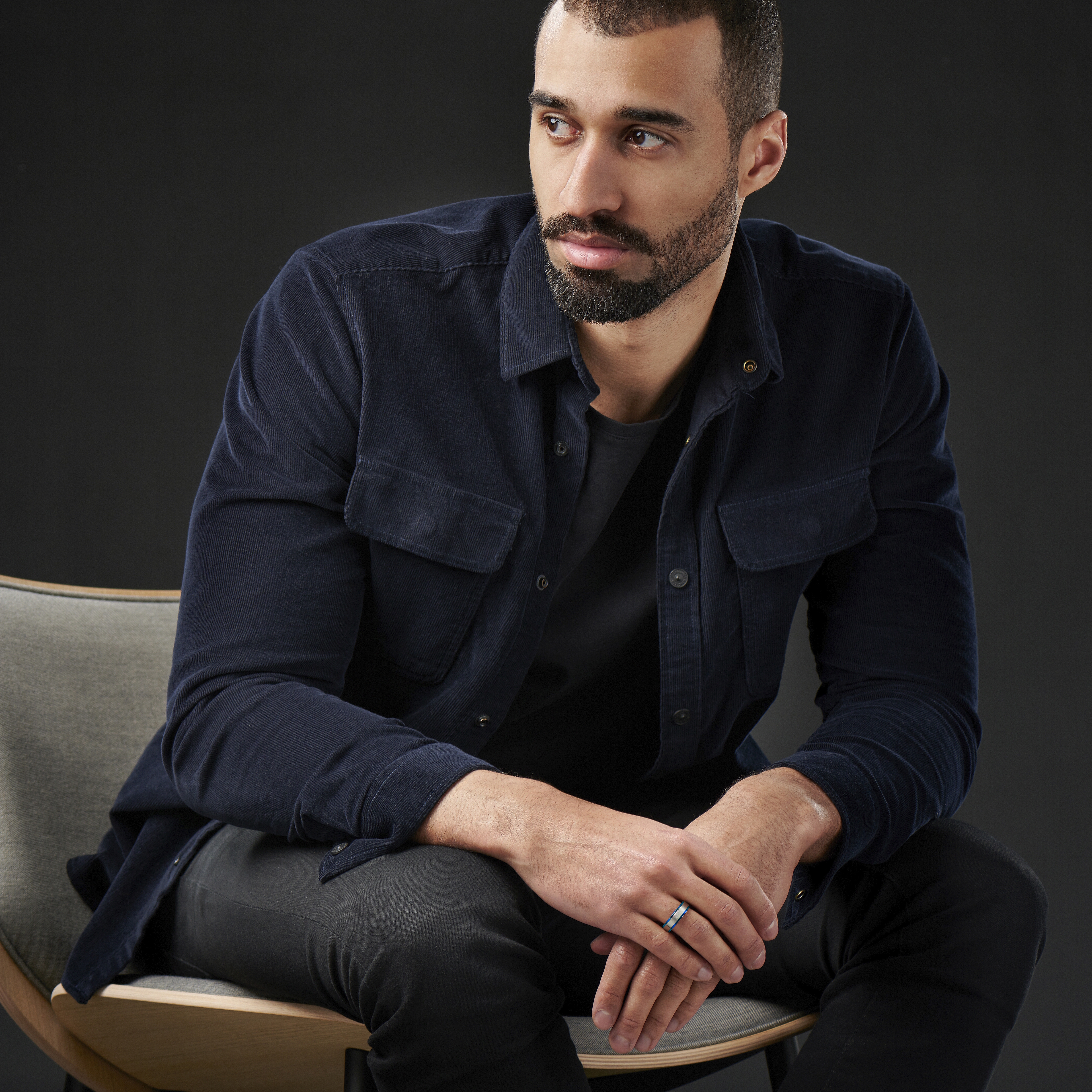 Blå og Sølvtonet Ring - 4