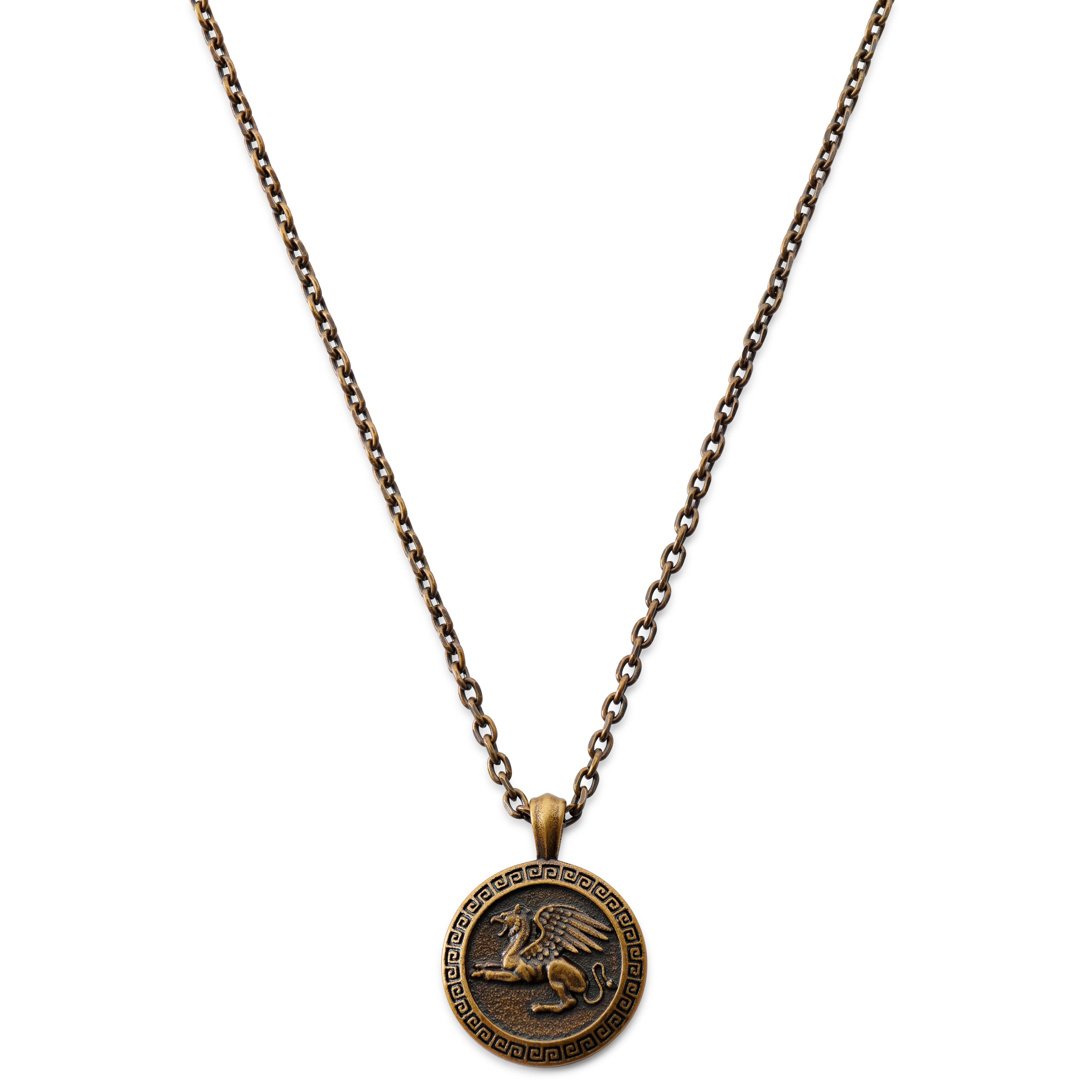 Obelius | Vintage náhrdelník tondo v zlatej farbe s Gryfom