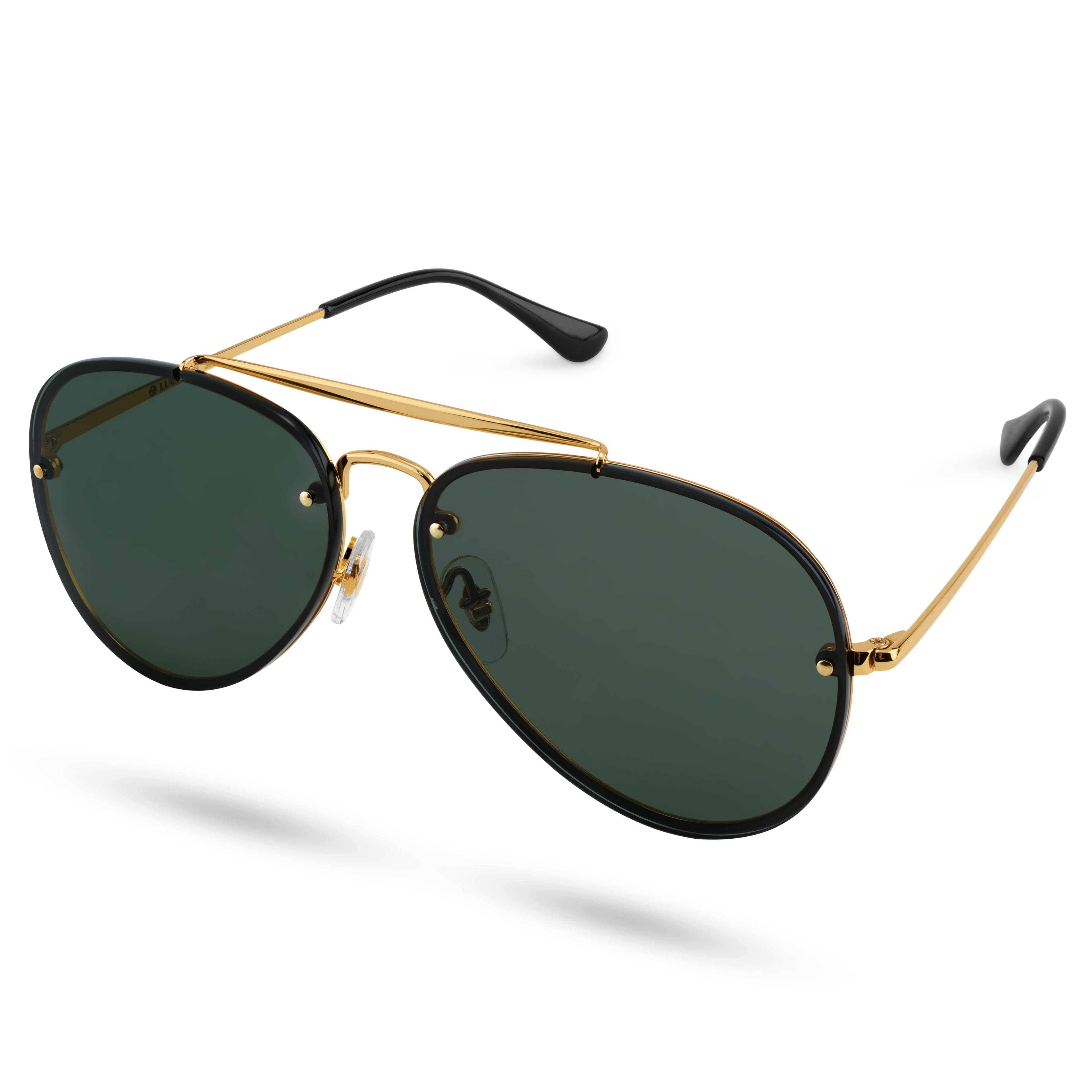 Occasus | Gradientní sluneční brýle Aviator ve zlaté a zelené barvě