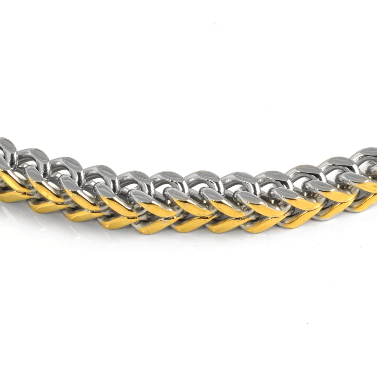 Dicke silber- und goldfarbene Stahlhalskette - 2