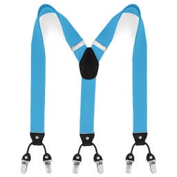 Wide Sky Blue Clip-On Suspenders