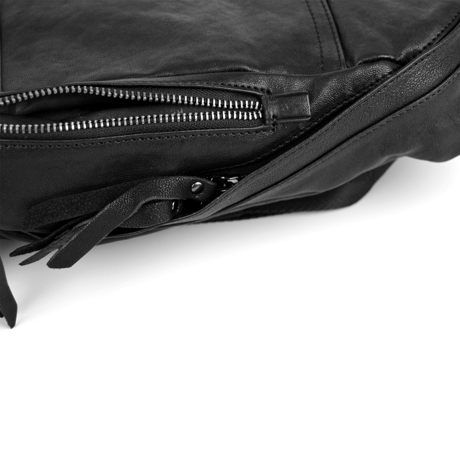 Black Leather Shoulder Bag - 9
